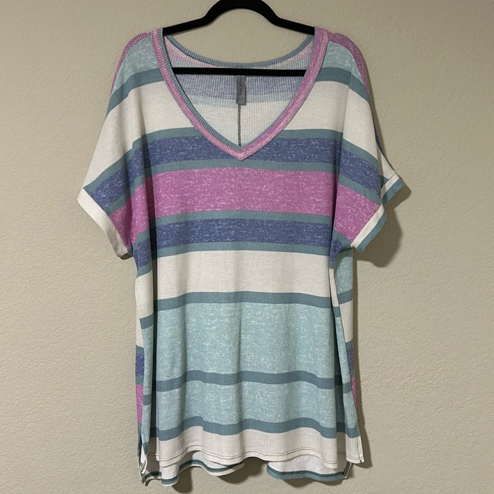 Honeyme Curvy waffle material shirt